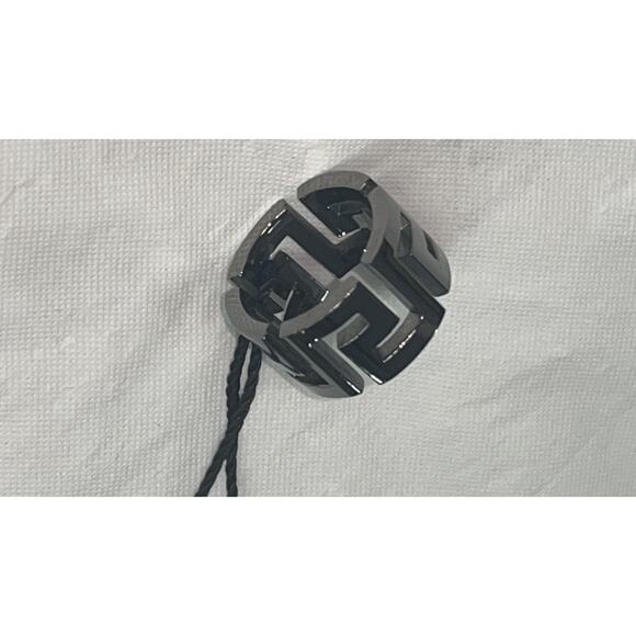 Versace Greca Ring - Black/Silver - Size 4.75 - Unisex - NEW - Picture 7 of 12